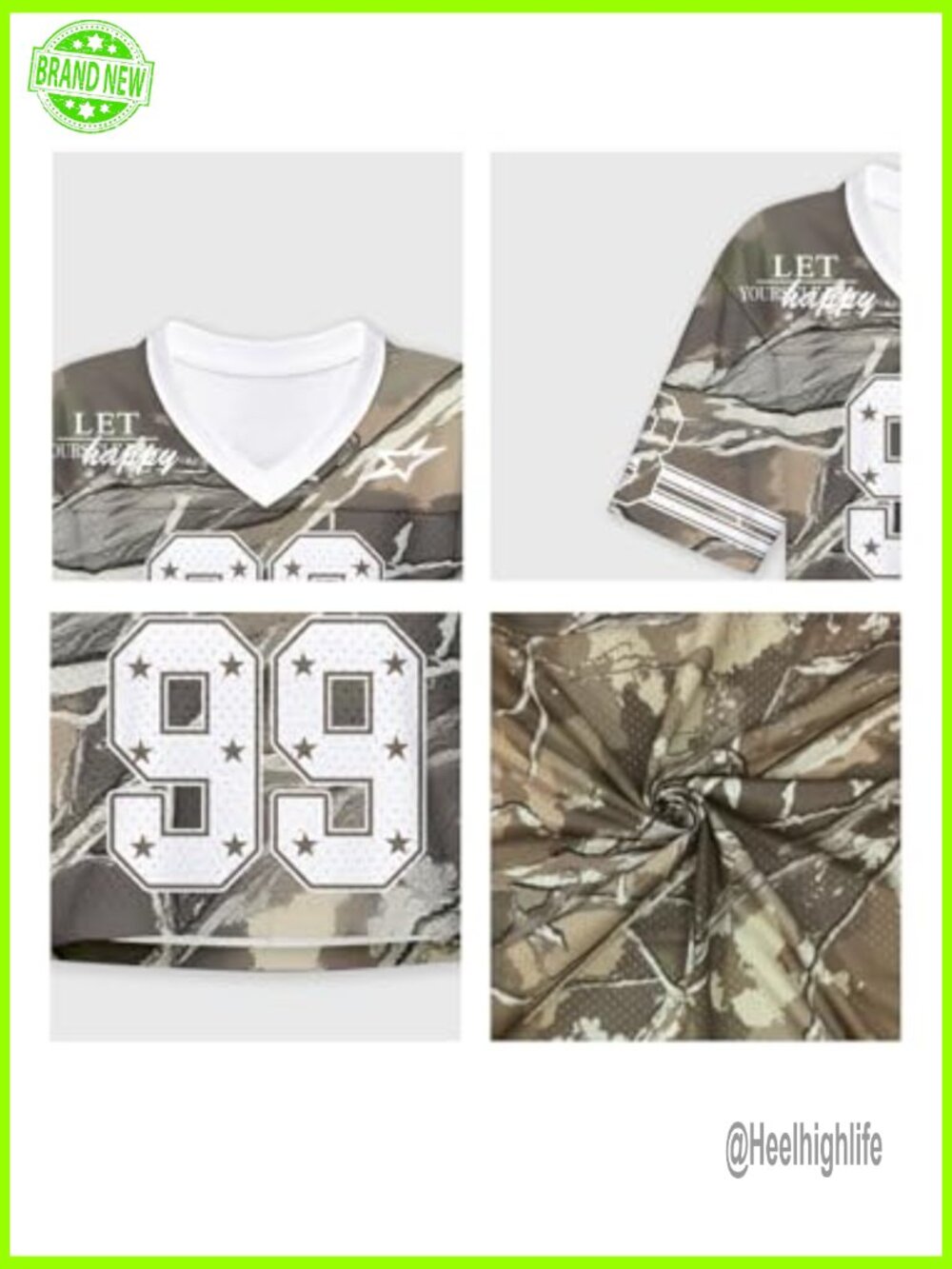 Y2K Cropped Football Jersey Mesh Tee V-Neck Short Sleeve Streetwear - Picture 5 of 7